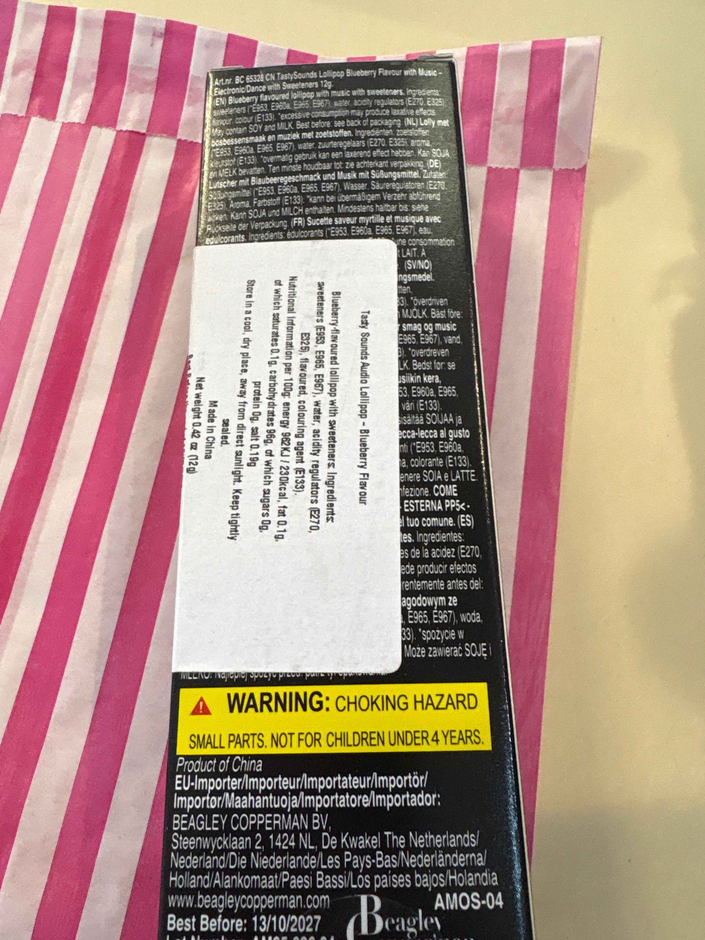 Audio lollipop electronic/ dance blueberry flavour