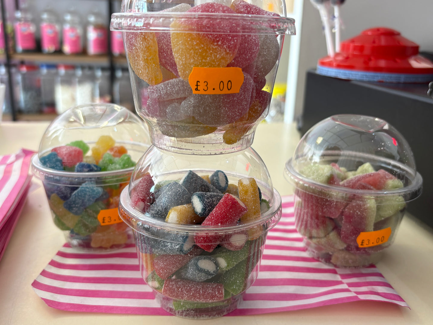 Small tubs filled with delicious sweets