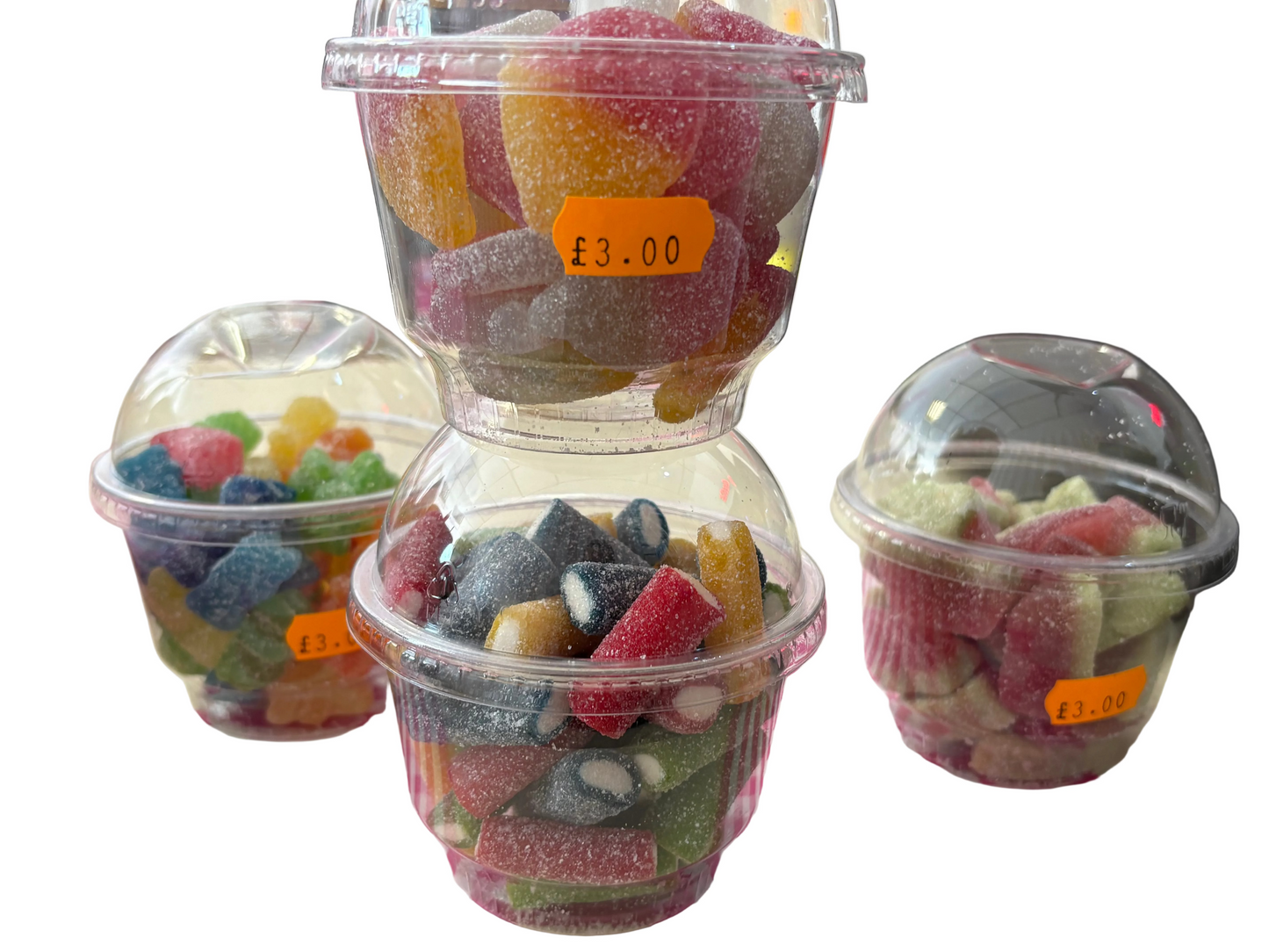 Small tubs filled with delicious sweets