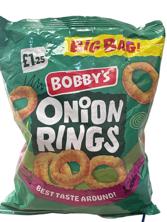 Bobby’s onion rings 84g bag short dated