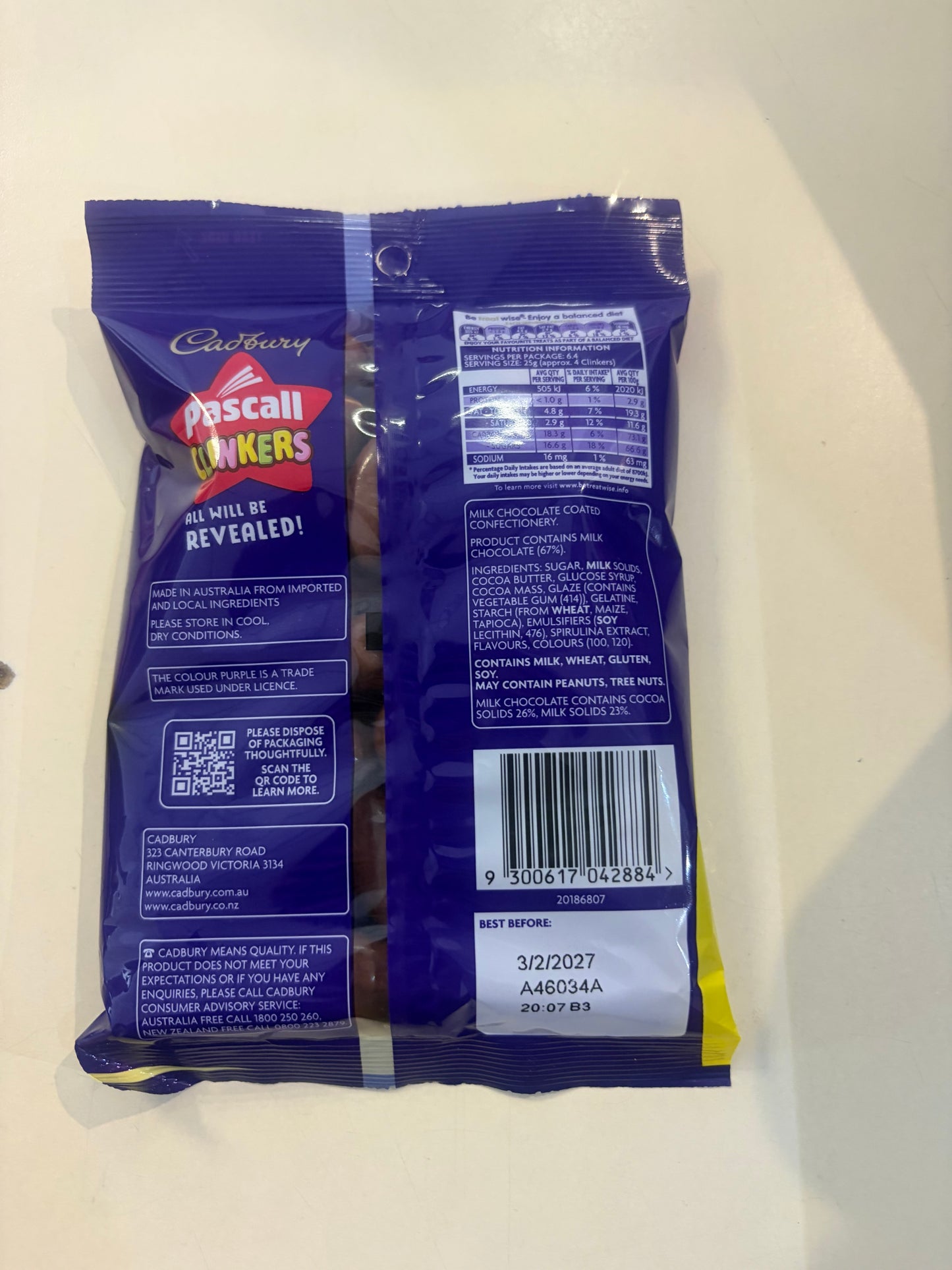 Cadburys pascall clinkers 160g bag