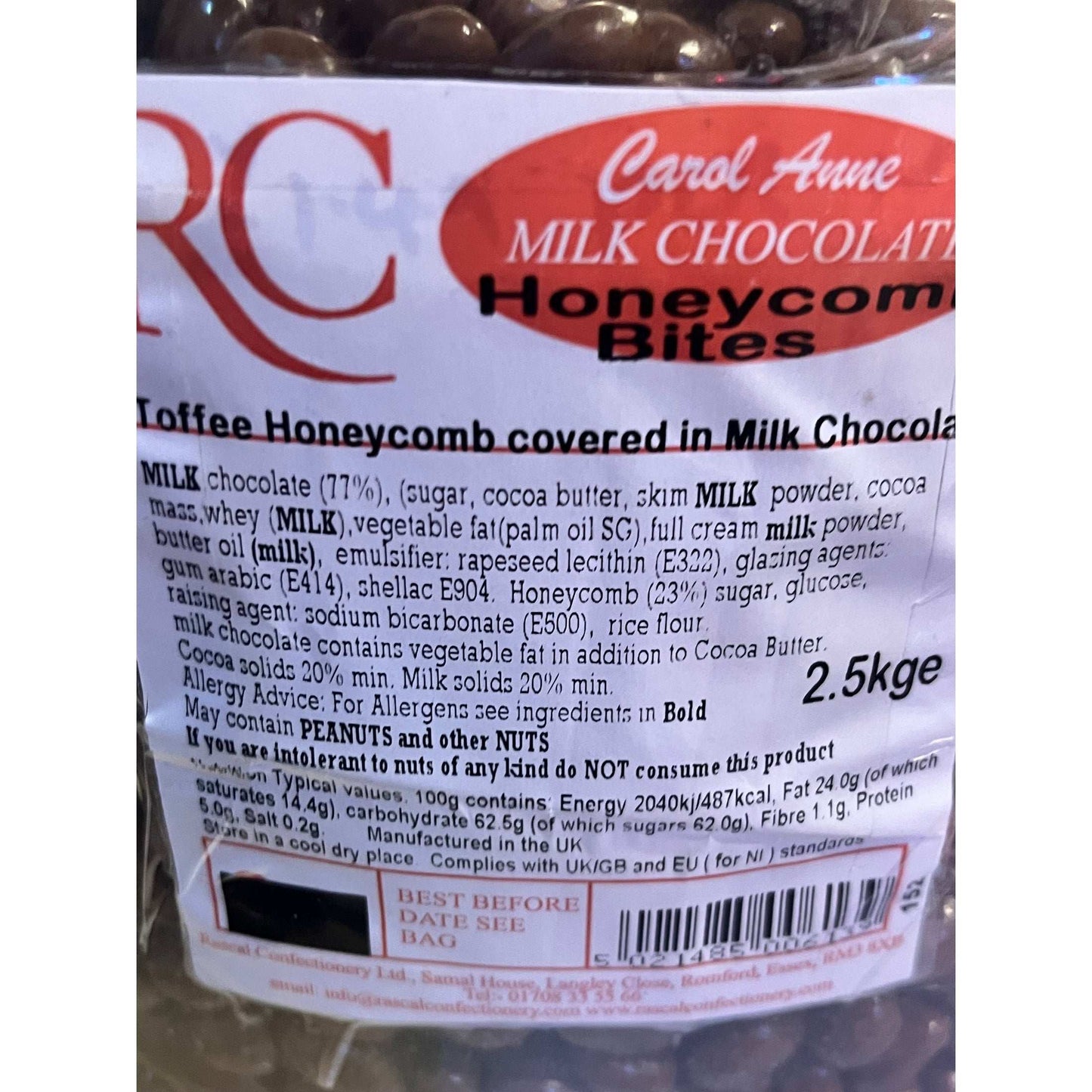 Carol Anne Milk Chocolate Honeycomb Bites Toffee Honeycomb covered in Milk Chocolate - candy store coppull