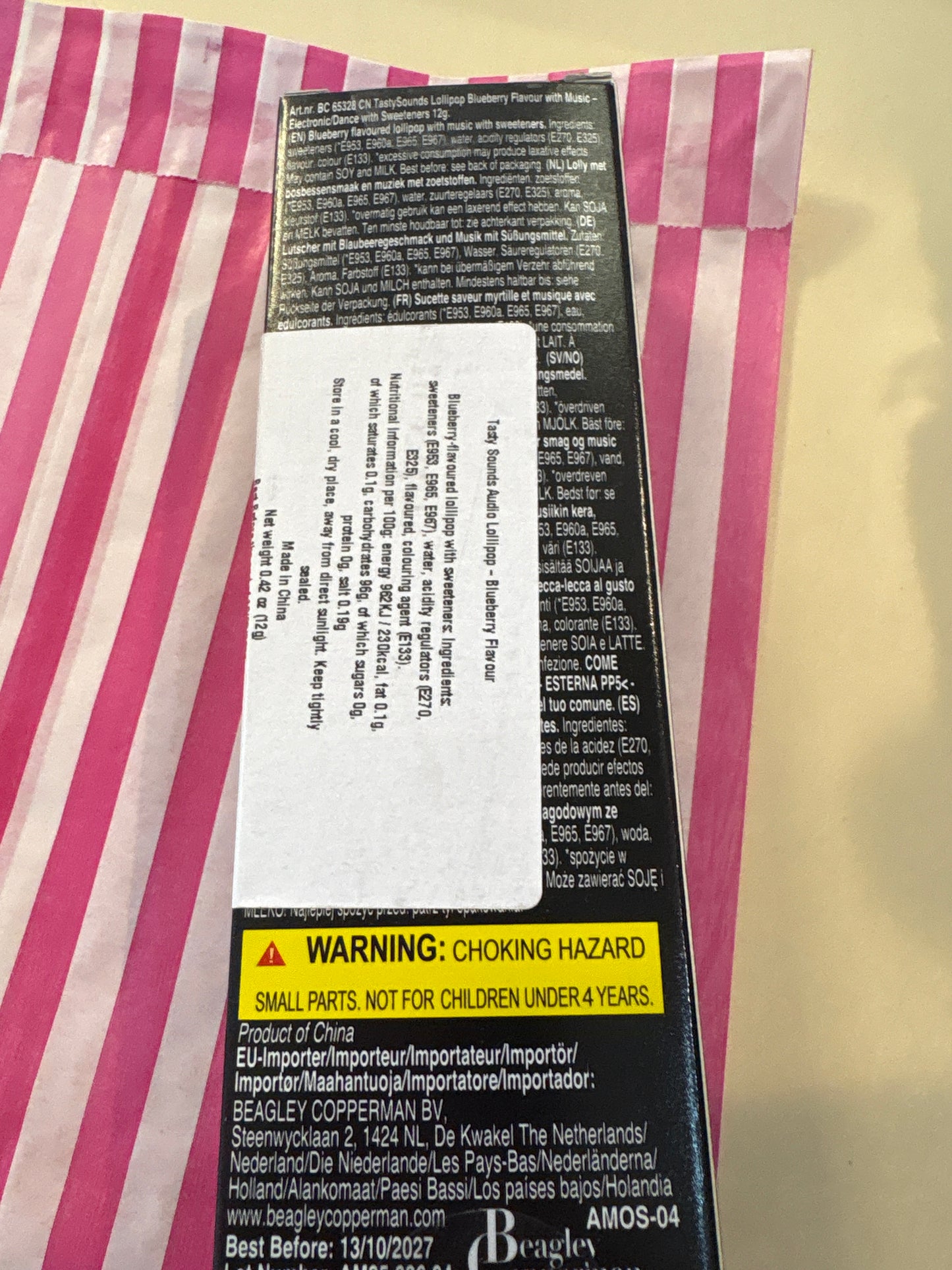 Audio lollipop electronic/ dance blueberry flavour